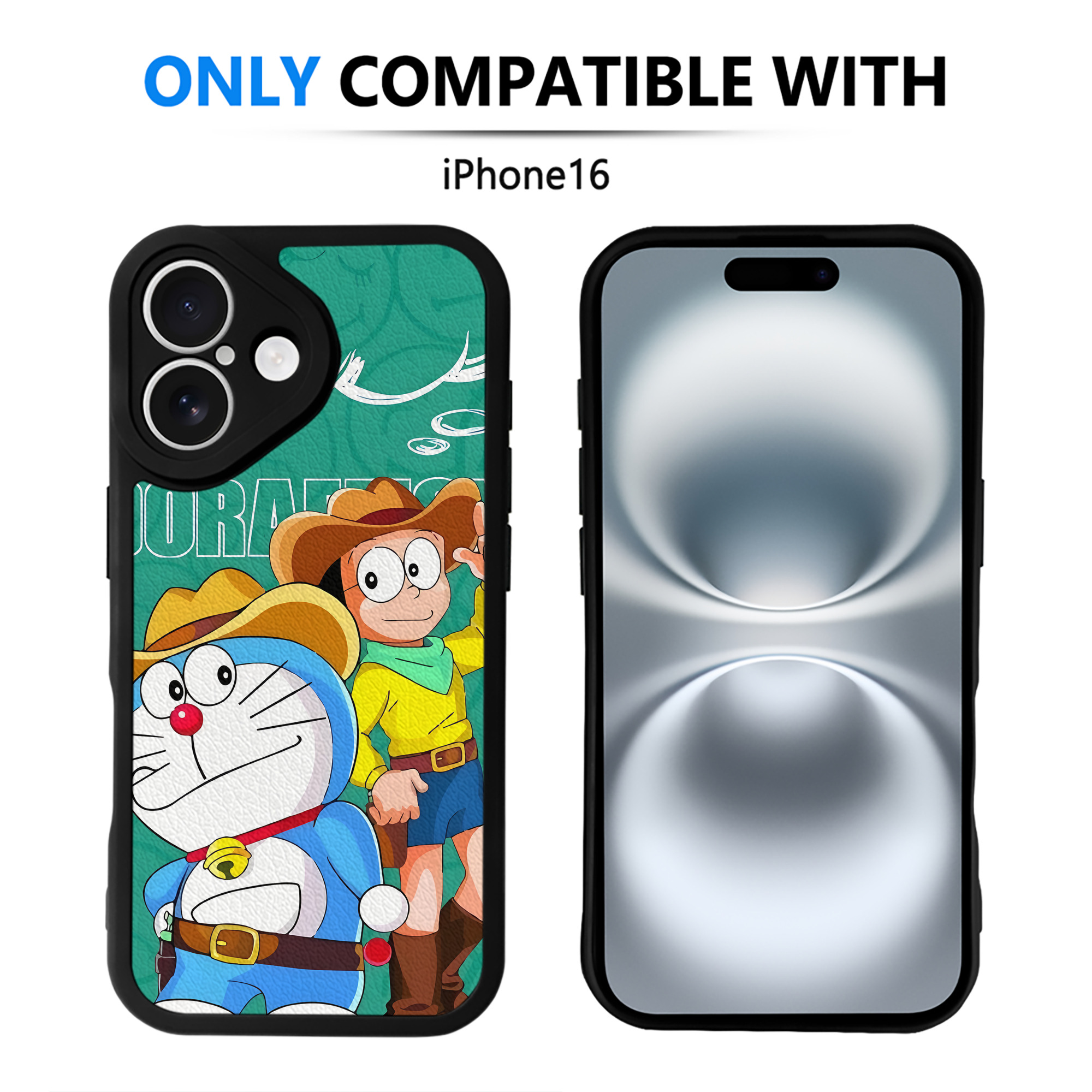 （画像用） ドラえもん Doraemon 【iPhone 16シリーズ対応】シリコンスマホケース（レザー調） 材質：シリコン